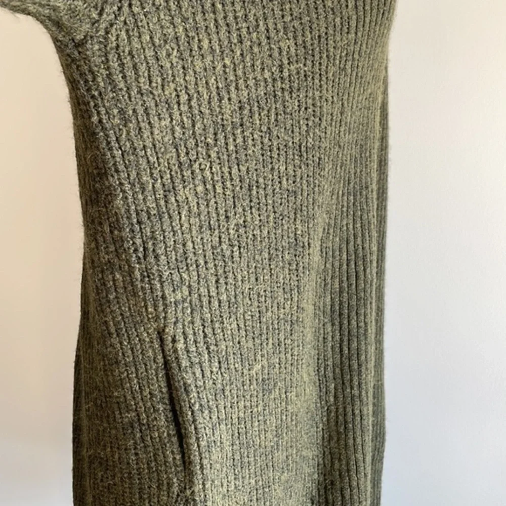 Topshop long cardigan sweater women Olive Green Long Ribbed Open Front  Sz 8-10